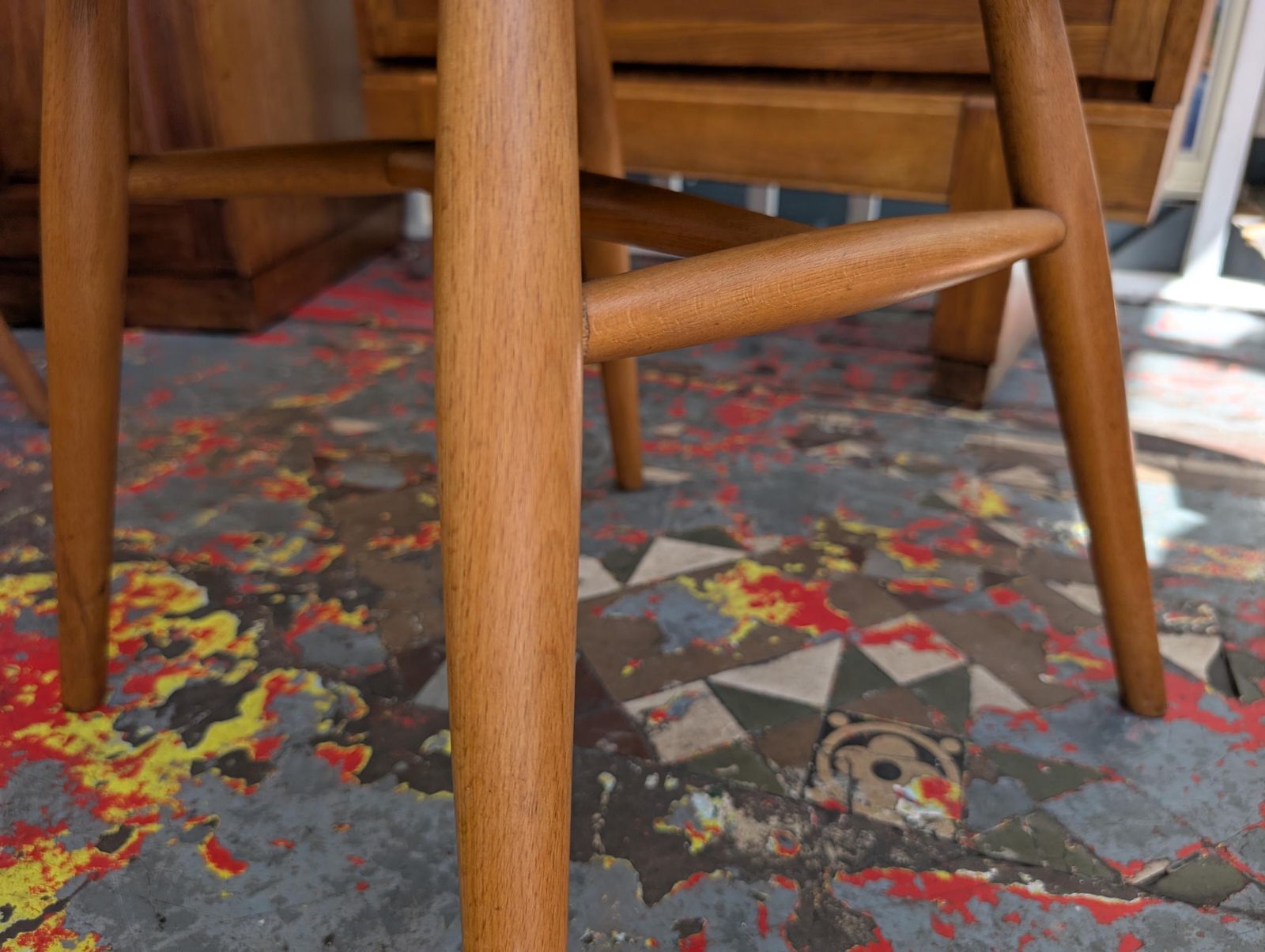 Pair Of 1960s Mid Century Elm & Beech Dining Chairs By Ercol. Vintage/Antique photo furniture
