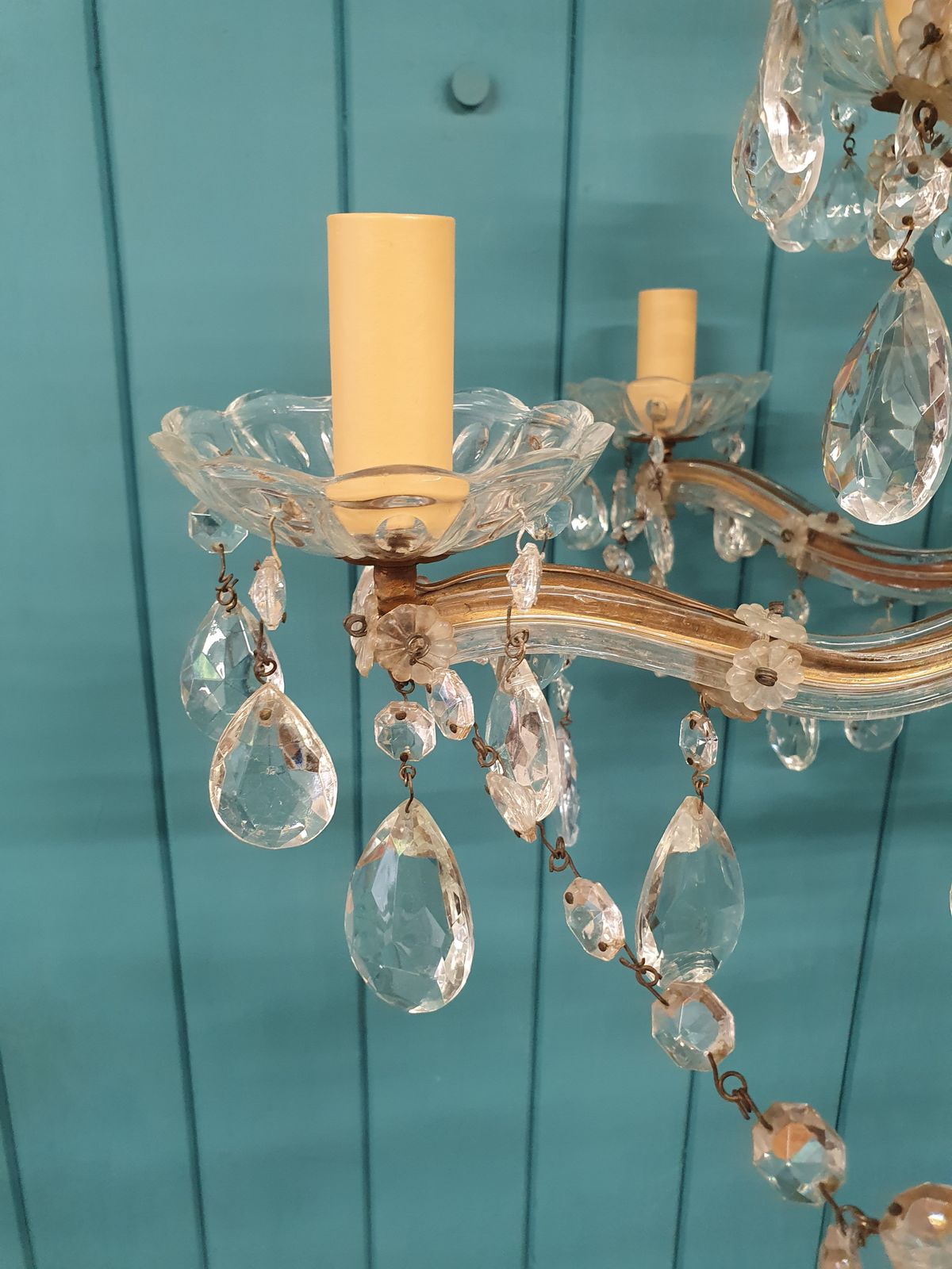 12 Arm Cut Glass Crystal Antique Chandelier 25" photo vinterior