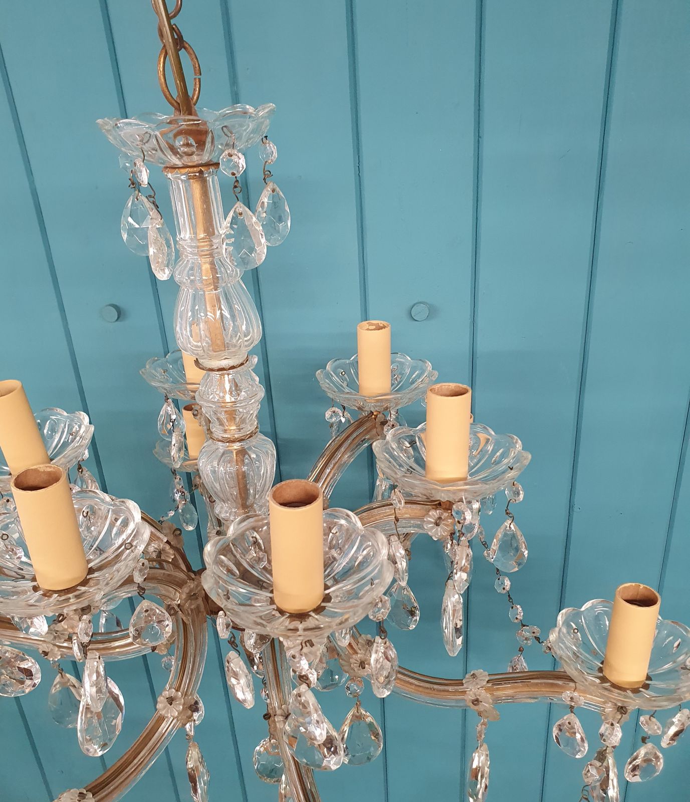 photo furniture 12 Arm Cut Glass Crystal Antique Chandelier 25"