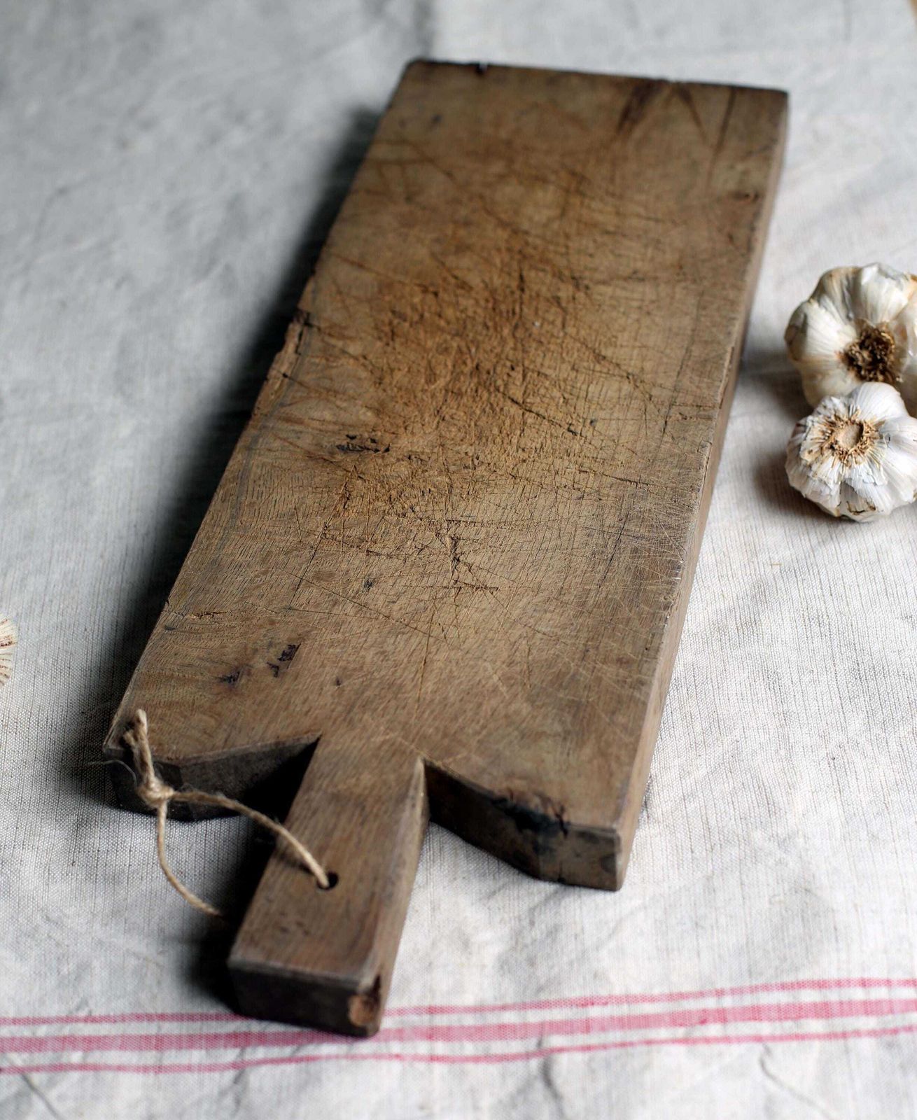 Large French Butchers Block Antique Bread Board Long Chunky Wooden Primitive Cutting Board photo for sale