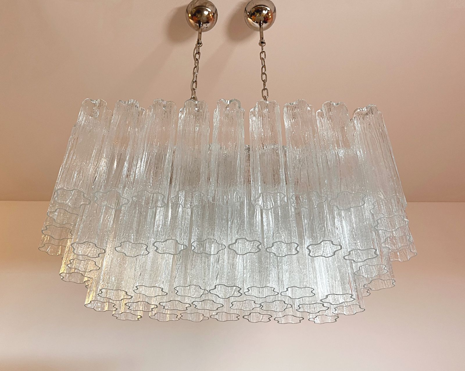 Elegant Murano Tube Chandelier   72 Clear Glasses photo 1440.0
