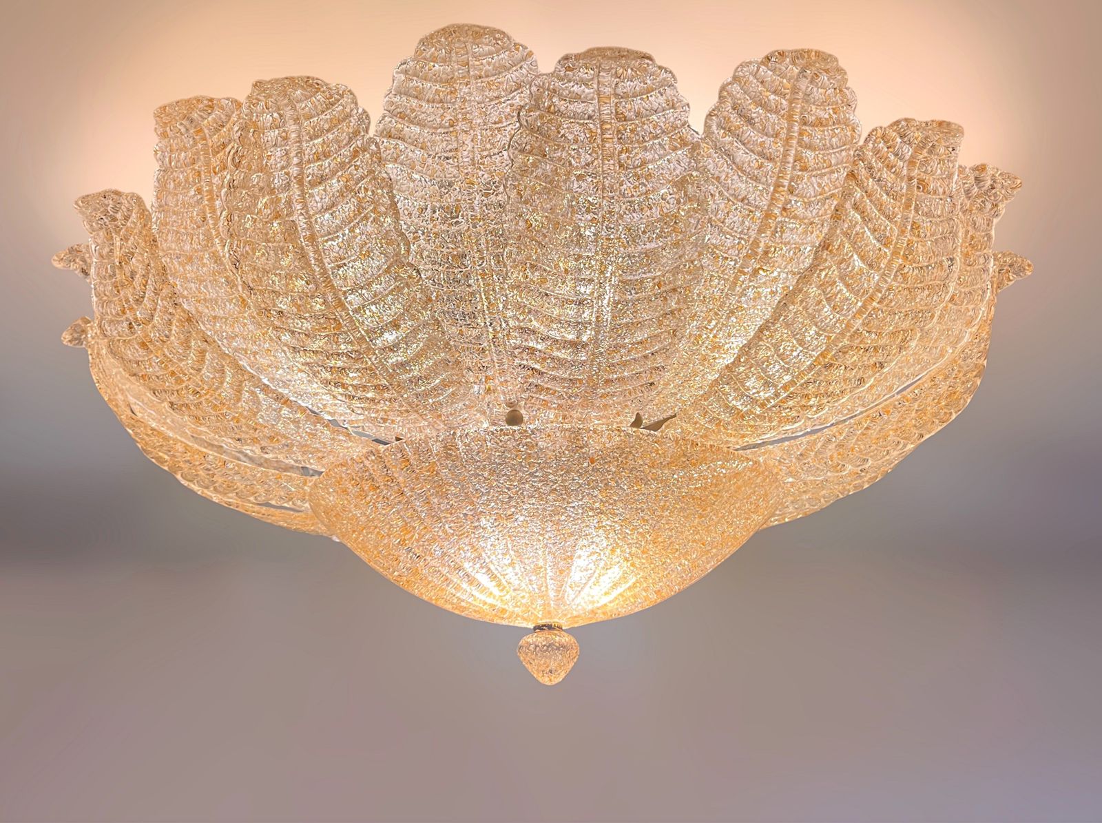photo vinterior Flower Ceiling Lamp   Murano Art Glass   Golden Powder