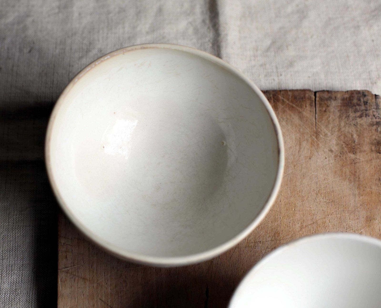 photo for sale 3 Antique French Cafe Au Lait Bowls Set Of Faceted Dishes Milk Maid Dairy Cows