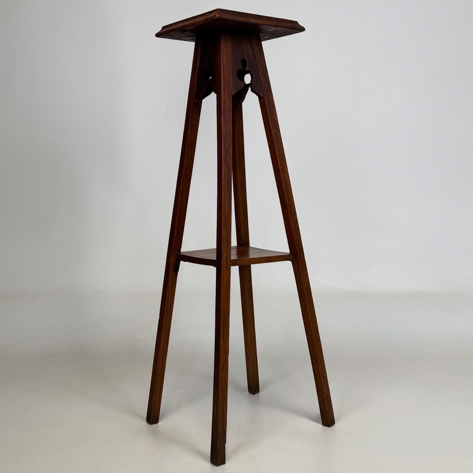Antique 20th Century Edwardian Plant Stand In Oak ( Af 5717 ) photo vinterior