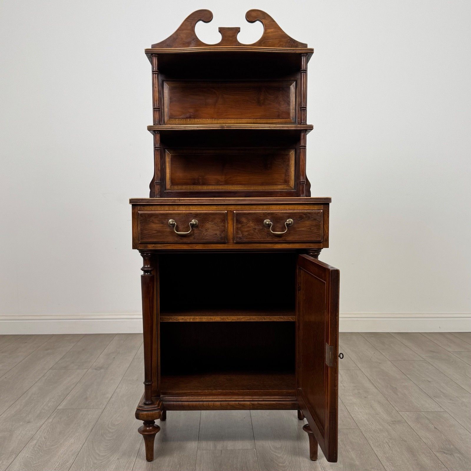 Antique 20th Century Narrow Cabinet In Yew Wood ( Af 5696 ) photo furniture