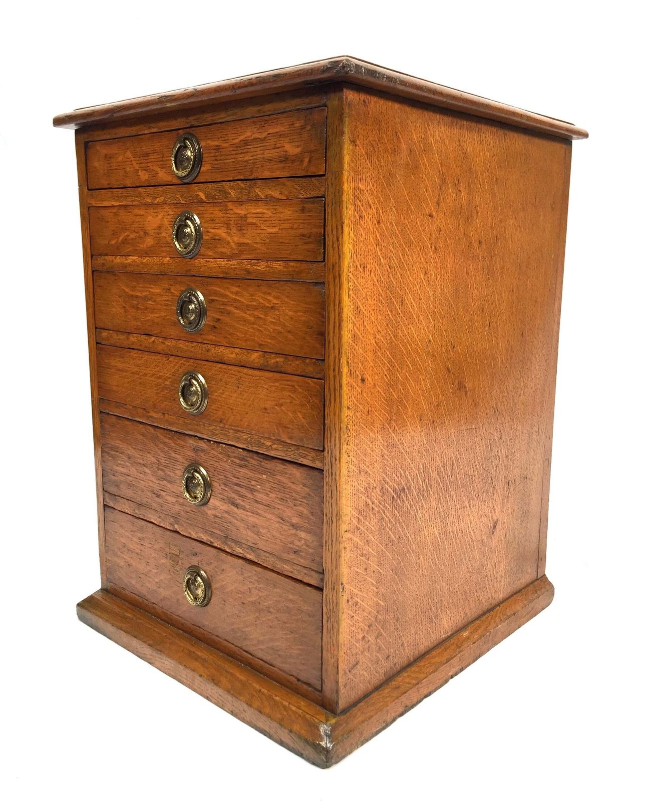 Antique Wooden Oak Tabletop Desk Filing Chest Of Drawers Cabinet Box C1900 photo vinterior