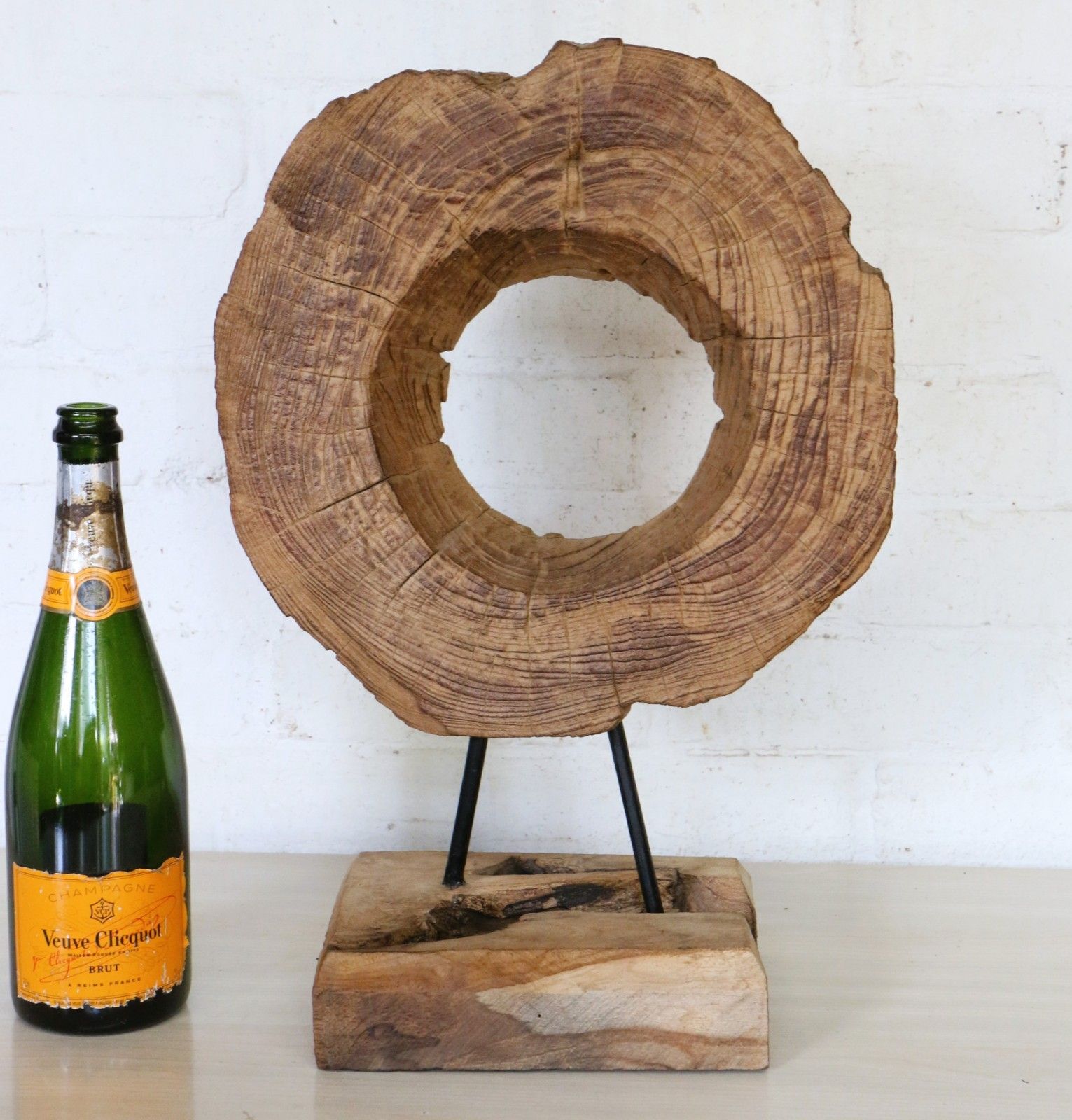 A Natural Wood Sculpture Salvaged Se Asian Wooden Section Antique Dried Mounted photo furniture