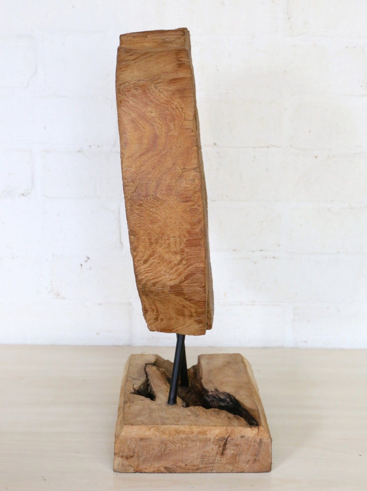 A Natural Wood Sculpture Salvaged Se Asian Wooden Section Antique Dried Mounted photo 100.0