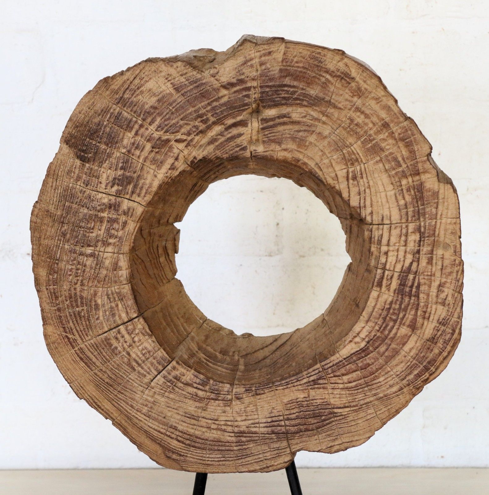 Art A Natural Wood Sculpture Salvaged Se Asian Wooden Section Antique Dried Mounted photo