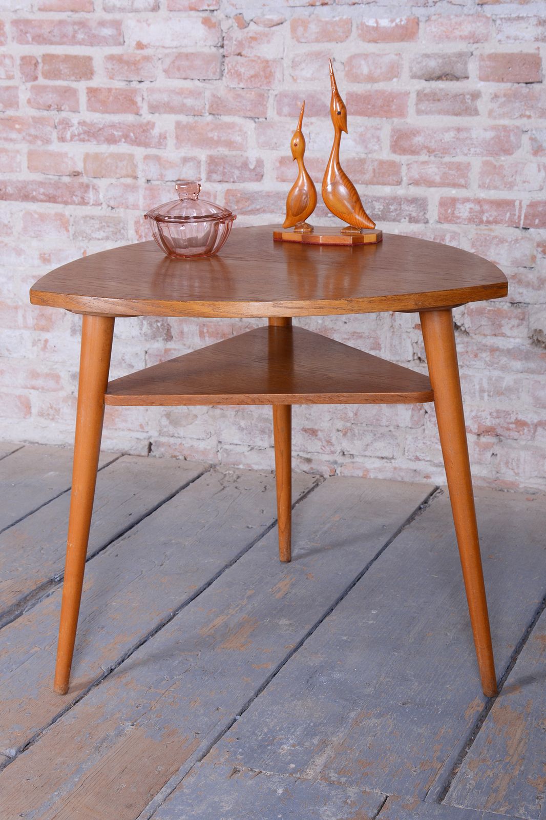 Restored Mid Century Small Wooden Table, By český Nábytek Np Jičín, Czech, 1950s photo vintage