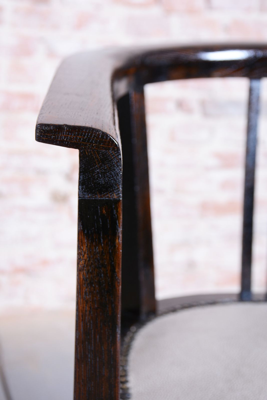 photo for sale Restored Art Deco Armchair, Oak, Repolished, Reupholstred, Czech, 1920s