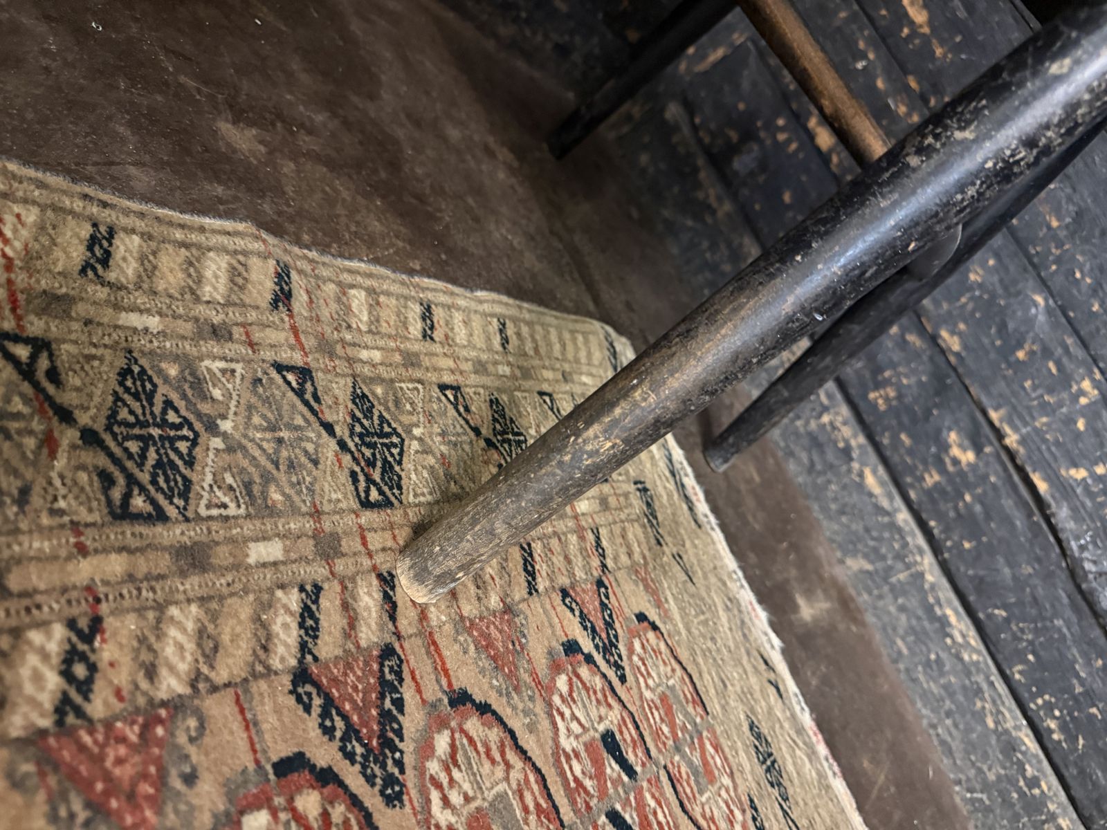 Mid Century Hand Knotted Afghan Bokhara Rug, Muted Earth Tones, photo vintage