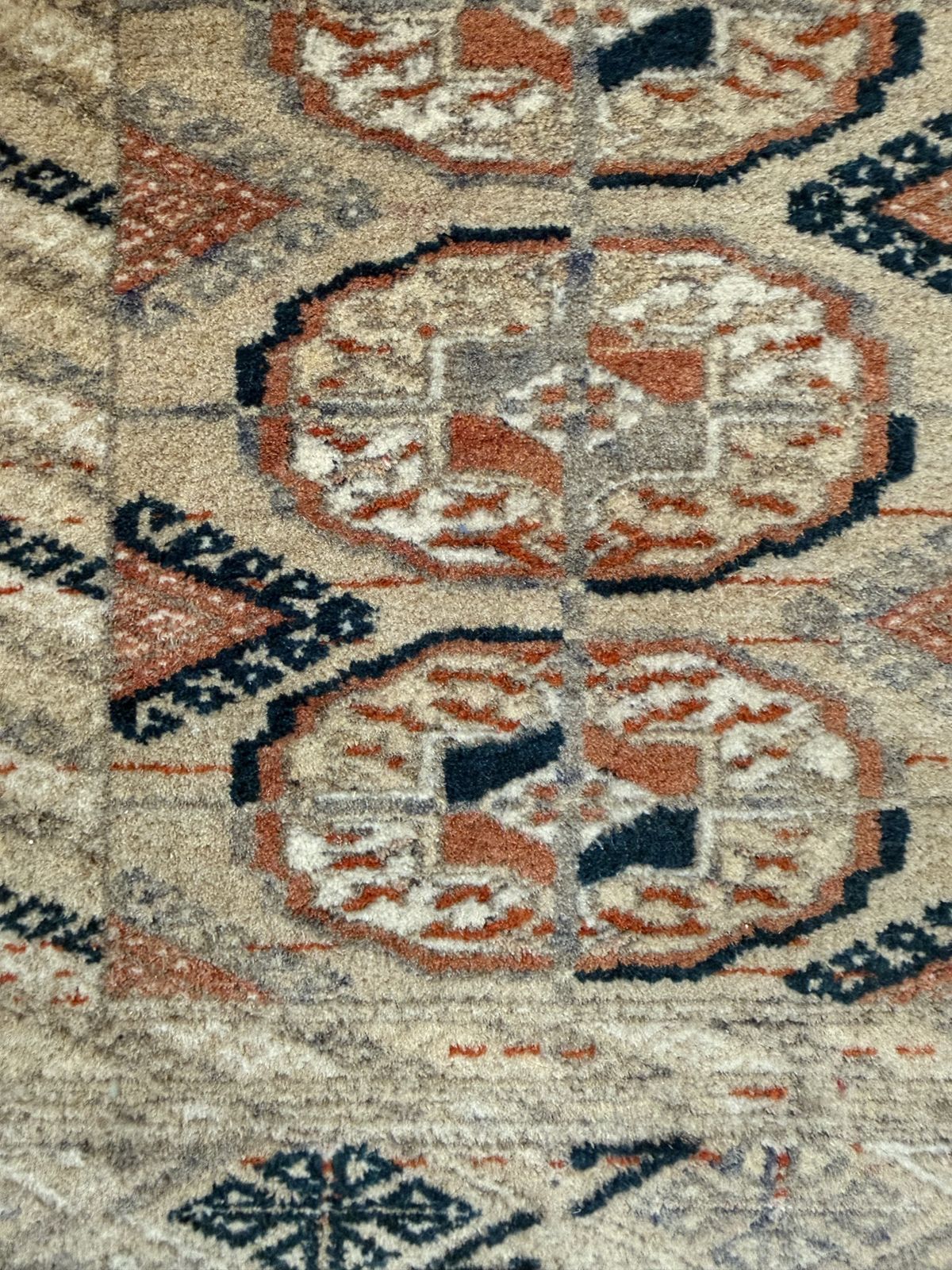 Textiles Mid Century Hand Knotted Afghan Bokhara Rug, Muted Earth Tones, photo