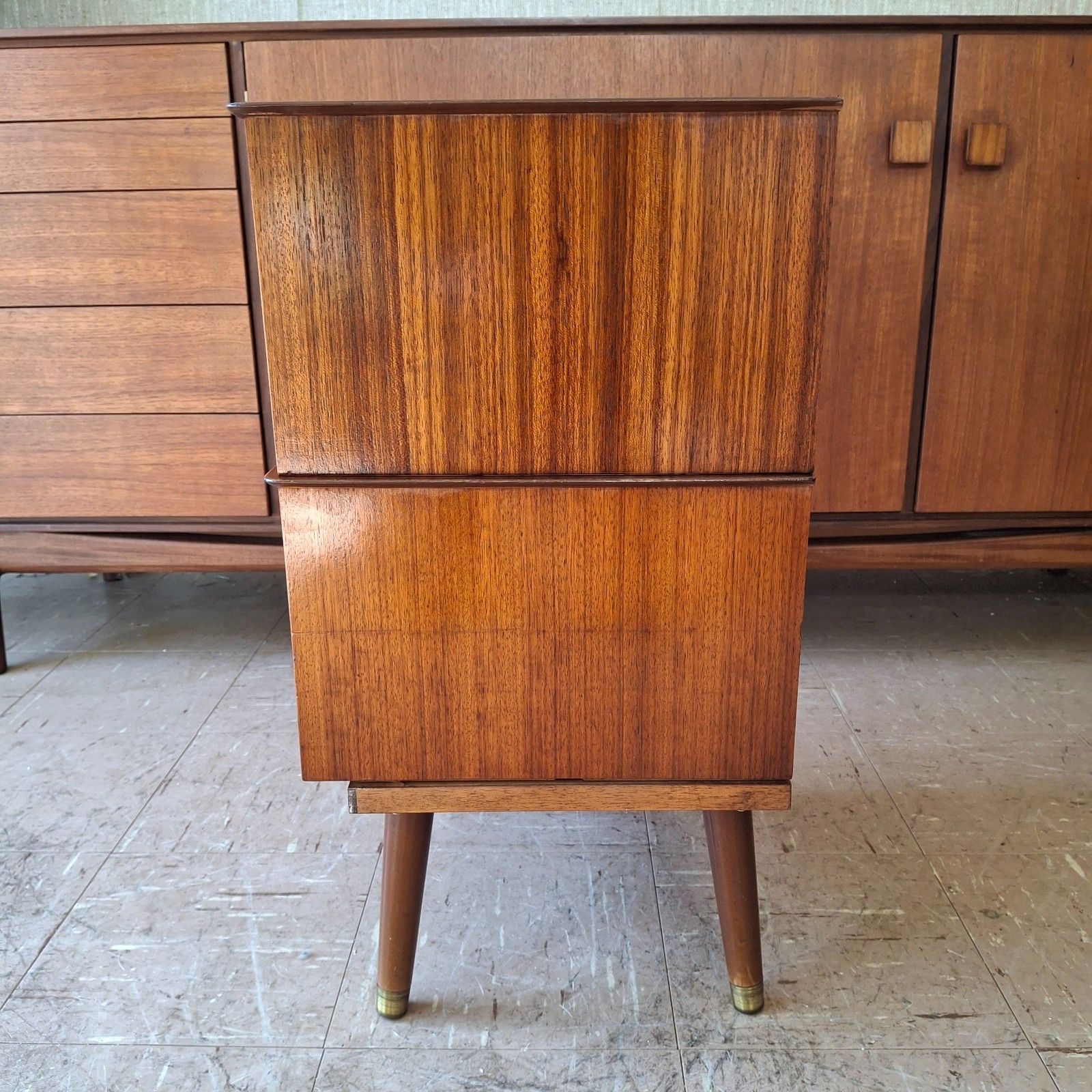 photo for sale Fab Vintage Mid Century Modern Small Chest Of Drawers Bedside Table Walnut Teak