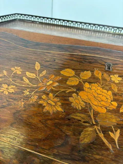 Victorian Walnut Inlaid Ladies Writing Desk photo for sale