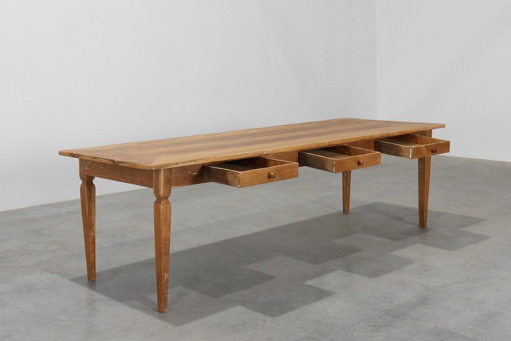 Large French Provincial Farm Table In Elm Wood, France, 1850 photo Furniture