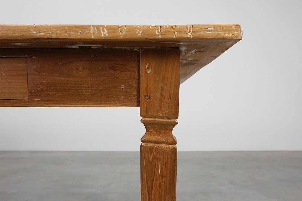 Large French Provincial Farm Table In Elm Wood, France, 1850 photo vinterior