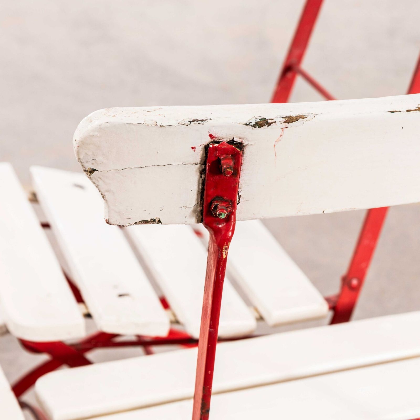 1950’s Slatted Red And White French Outdoor Folding Chairs photo buy