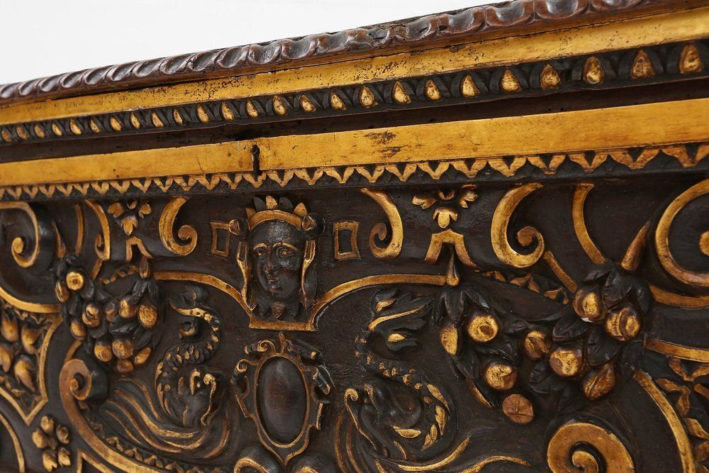 Furniture Venetian Carved And Polychroom Oak Chest photo