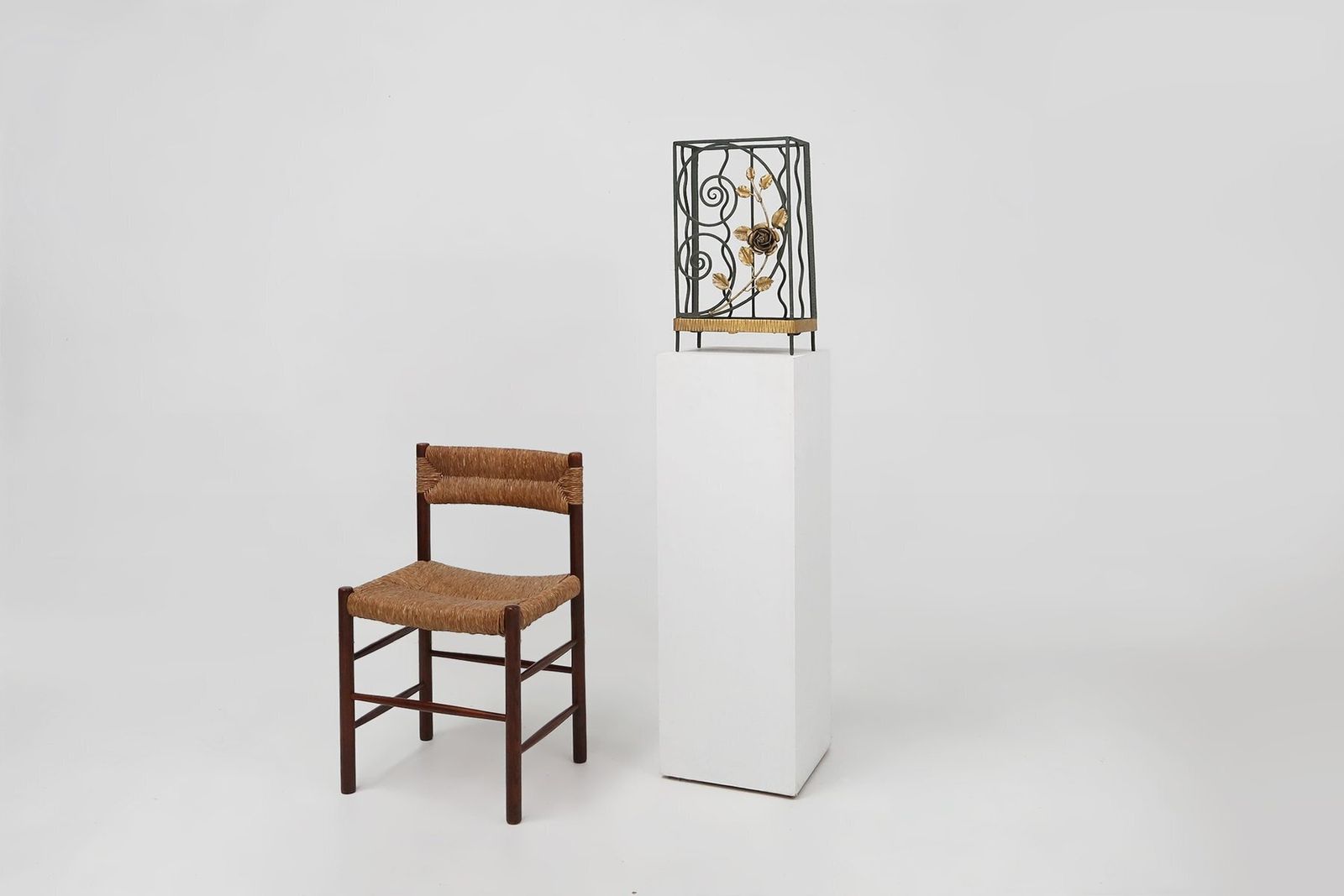 Art Deco Wrought Iron Umbrella Stand With Floral Decoration, France, 1930s photo furniture
