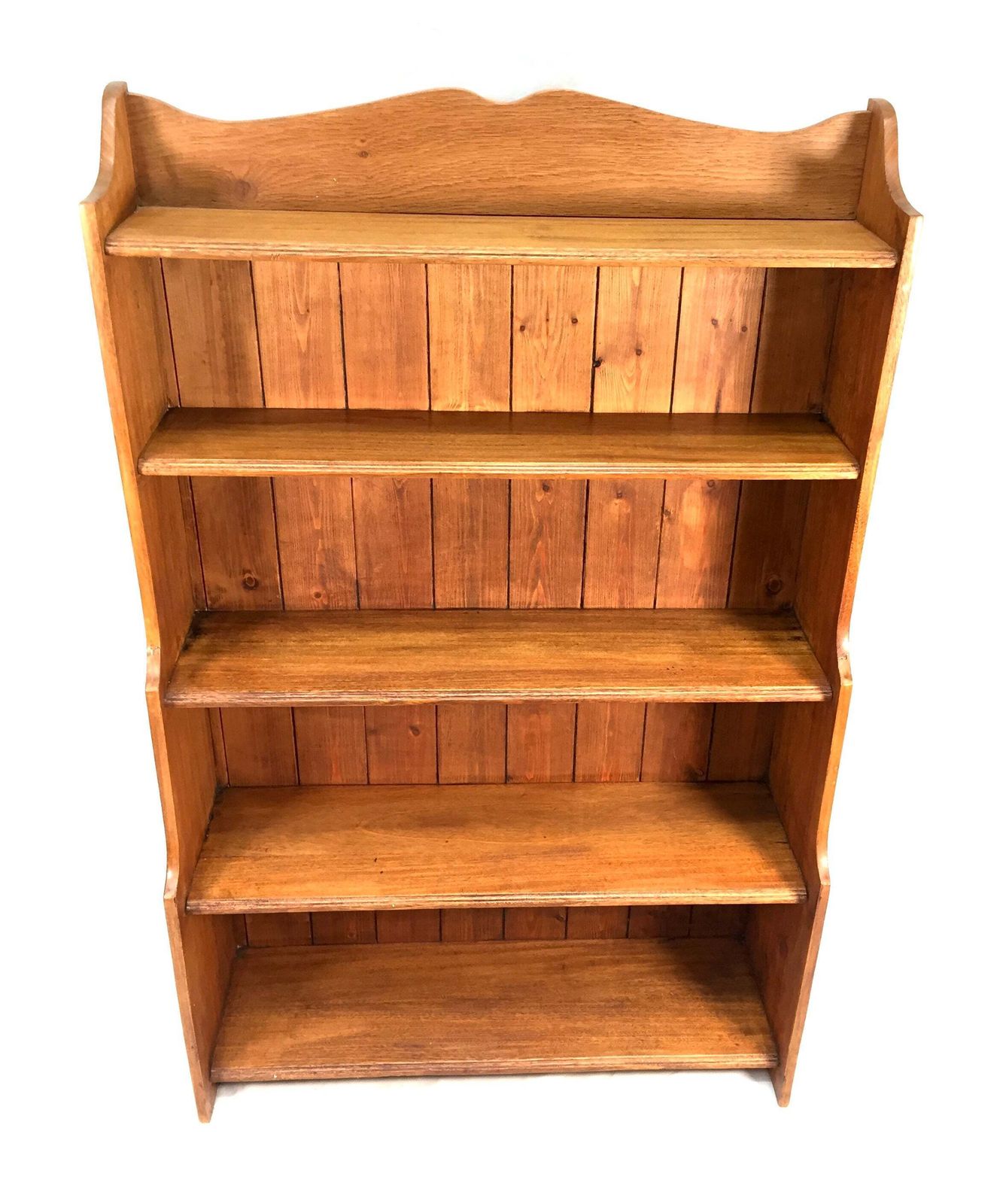 Antique Wooden Solid Pine Bookcase / Book Shelf Display Rack Freestanding C.1950 photo Furniture