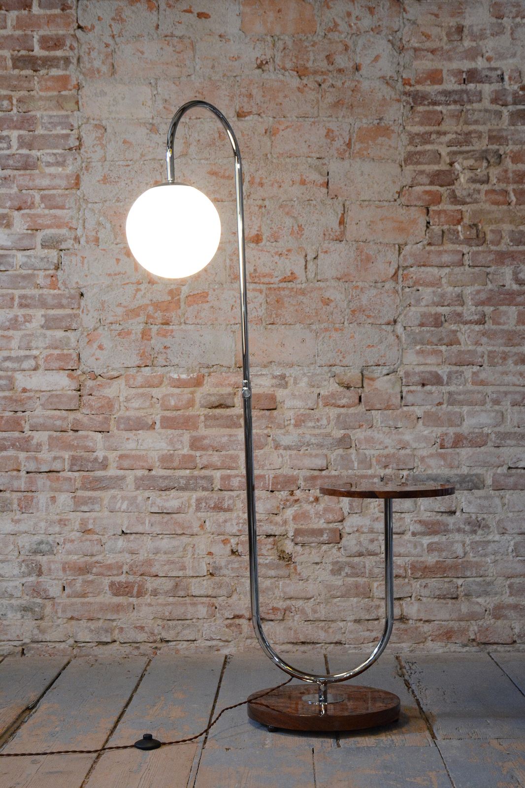 Lighting Restored Art Deco Floor Lamp, By J. Halabala For Up Závody, Walnut, Czech, 1930s photo