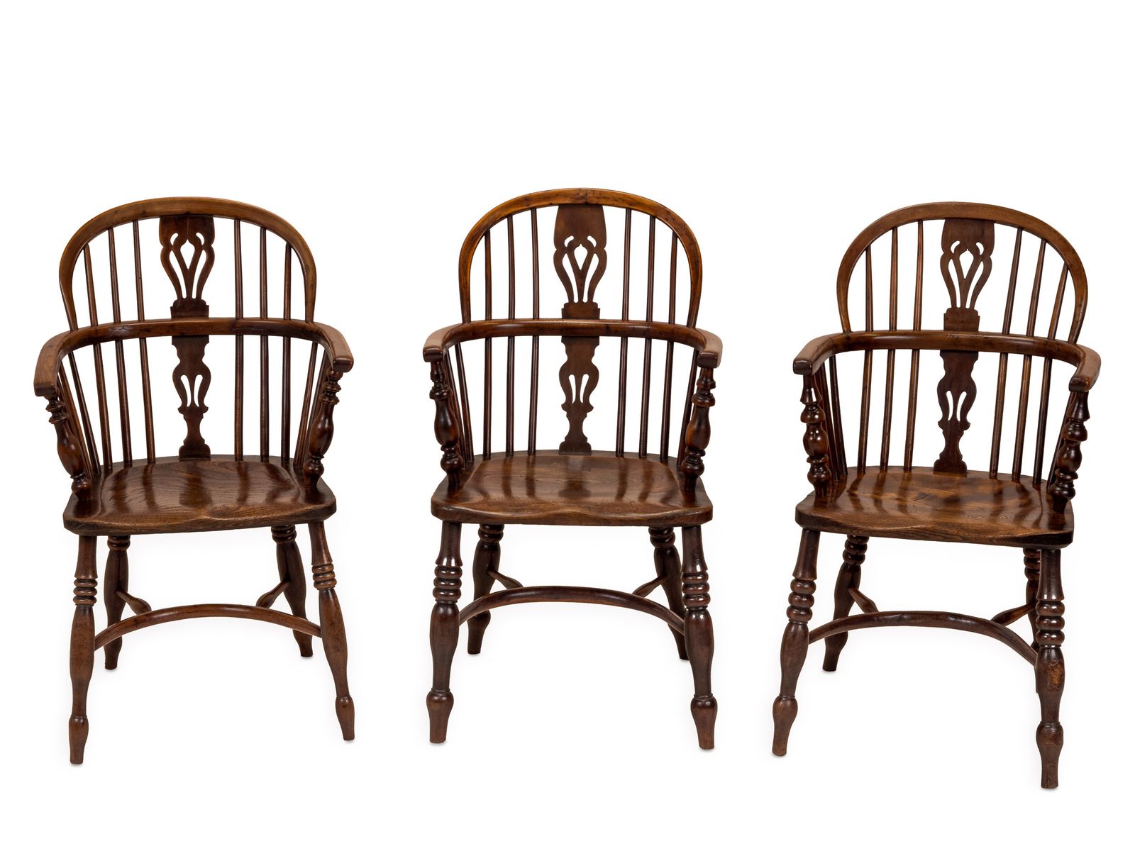 Matched Set Of Six Early 19th Century English Yew & Elm Windsor Armchairs With Crinoline Stretchers, C.1820–1840 photo furniture