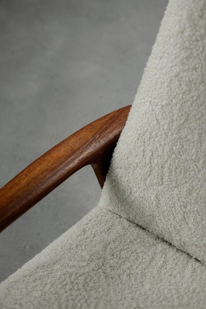 photo for sale Mid Century Scandinavian Modern White Teak Armchair From Bröderna Andersson, 1960s