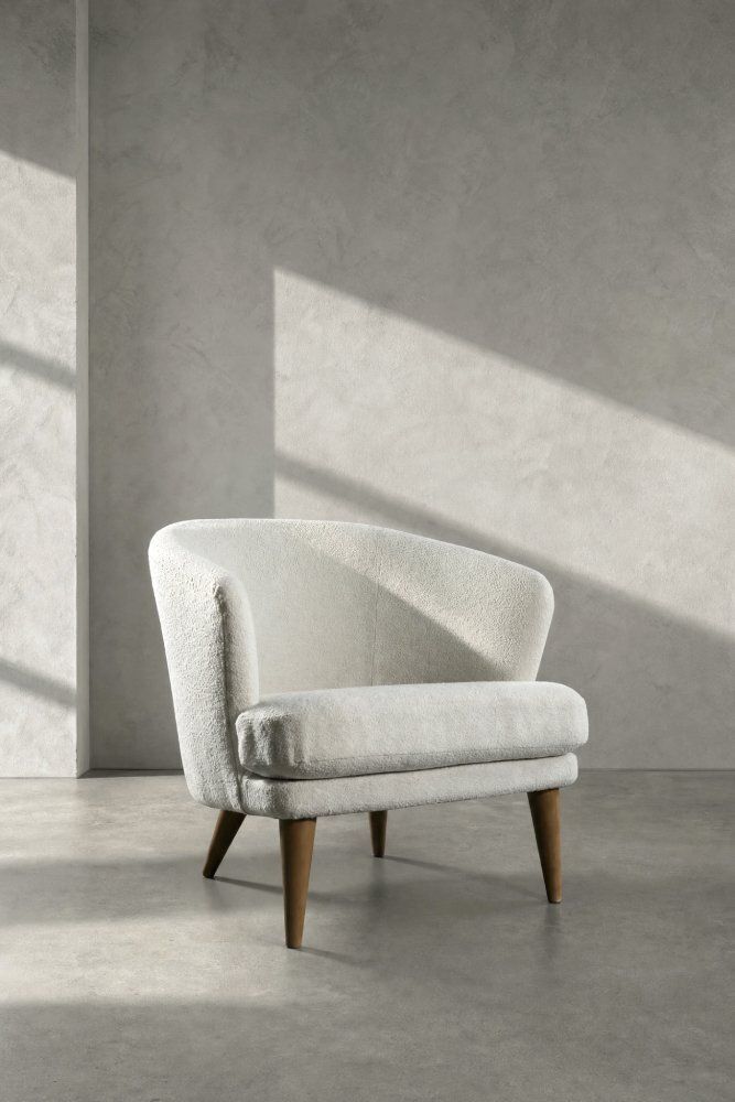 photo buy Mid-Century Scandinavisch Modern Eiken en Stoffen Fauteuil met Ronde Rugleuning, jaren 1960