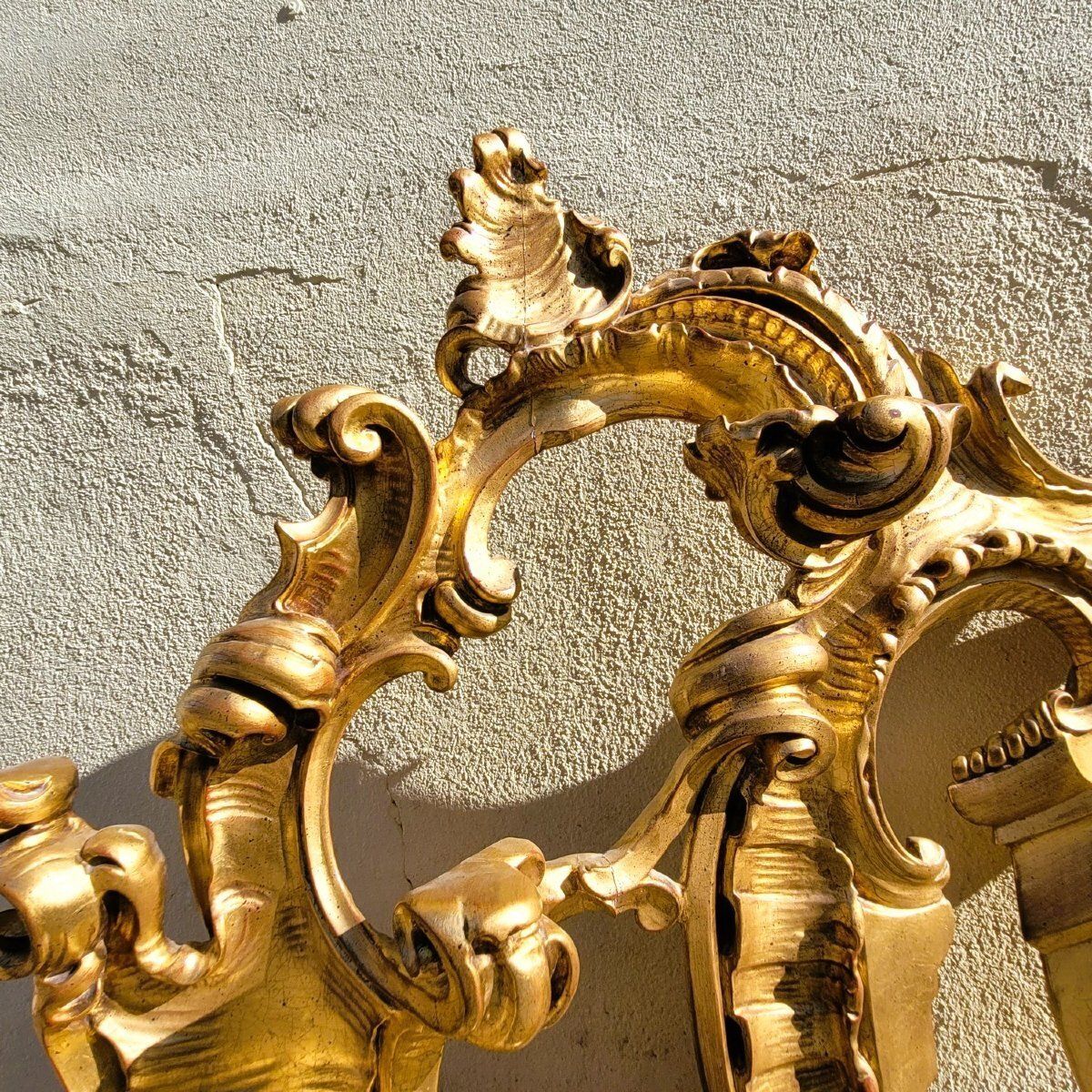 Large Carved Giltwood Headboard, H200cm, 20th Century photo Furniture
