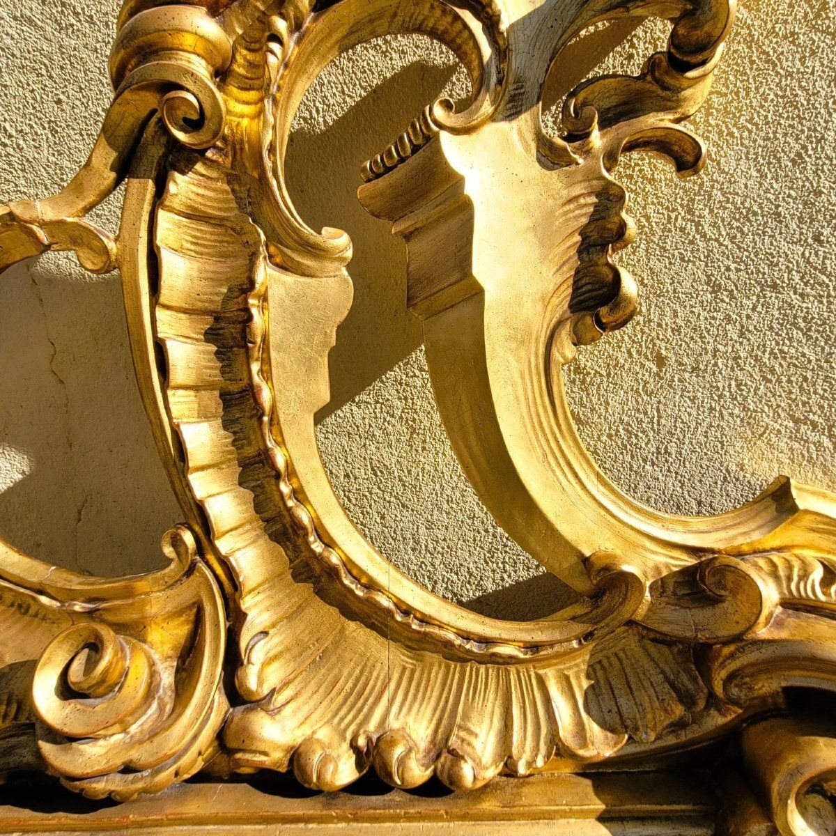 Large Carved Giltwood Headboard, H200cm, 20th Century photo vinterior