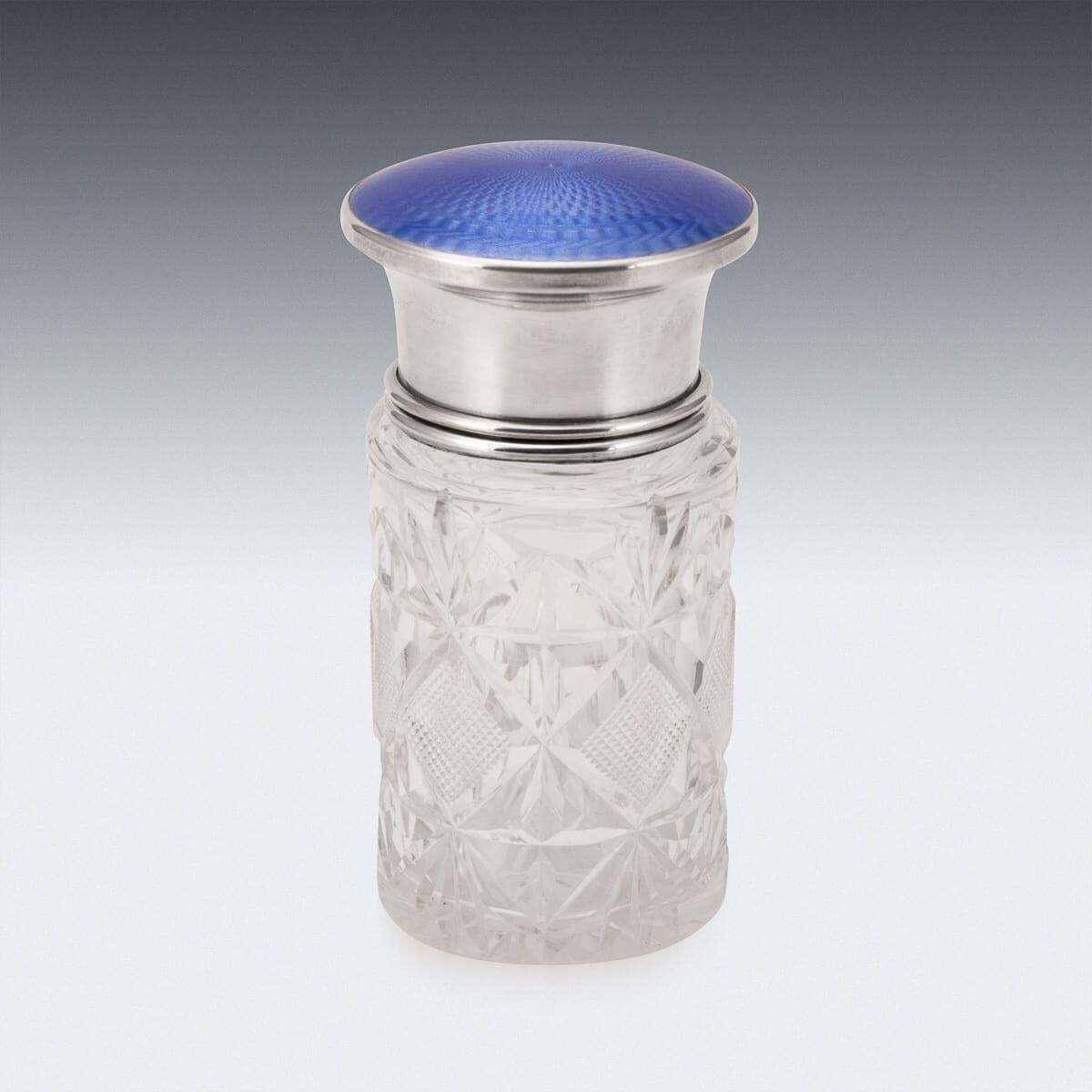 Antique Silver Mounted Guilloché Enamel Jar By Henry Perkins, 1929 photo Home Decor