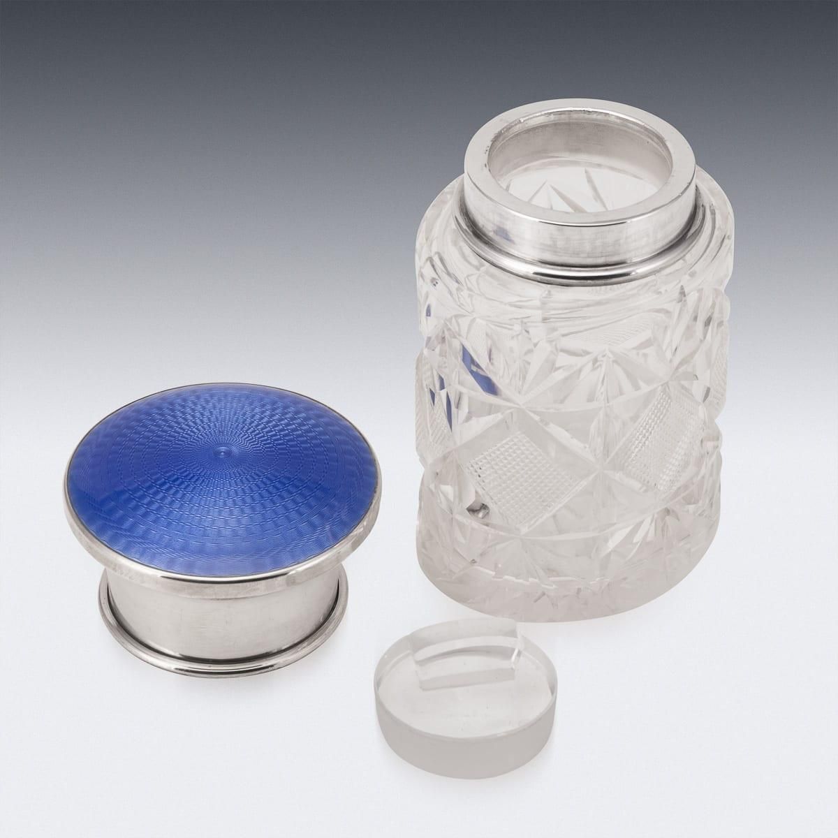 Antique Silver Mounted Guilloché Enamel Jar By Henry Perkins, 1929 photo buy