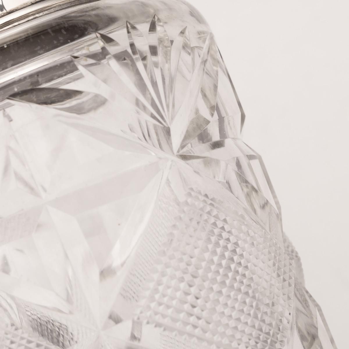 Home Decor 20th Century English Solid Silver, Guilloché Enamel & Cut Crystal Jar C.1927 photo