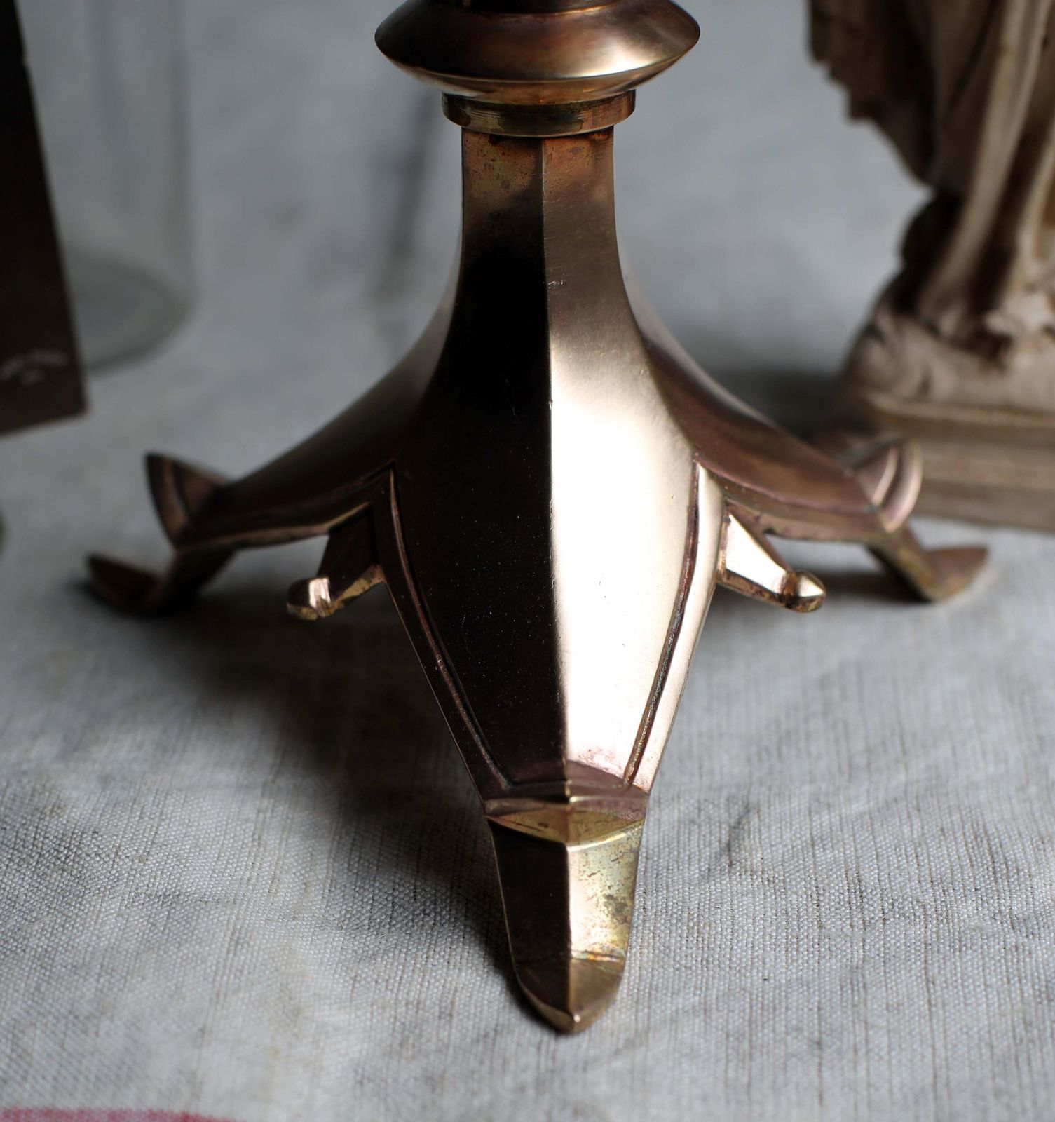 Antique French Alter Candlestick Bronze Gothic Church Candleholder Candlestick photo Home Decor