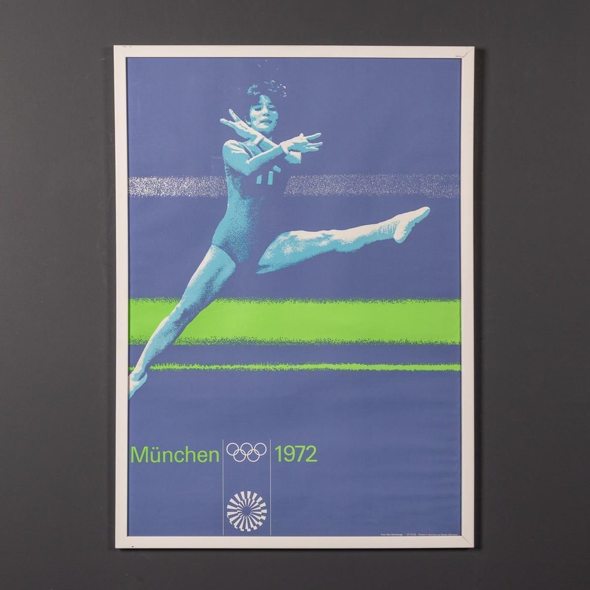 Vintage 20th Century German Set Of Five Framed Olympic Posters C.1972 photo for sale