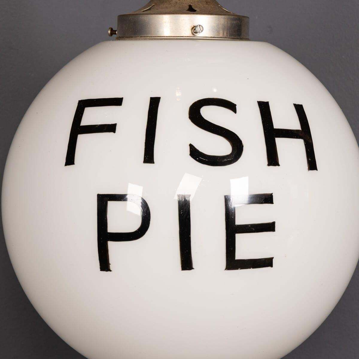 photo for sale 20th Century Set Of Three White Opaline Grocery Pendant Lights C.1930