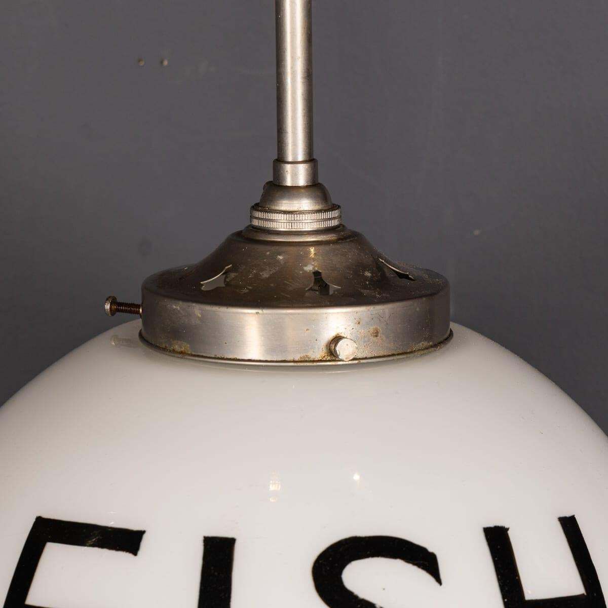 photo buy 20th Century Set Of Three White Opaline Grocery Pendant Lights C.1930