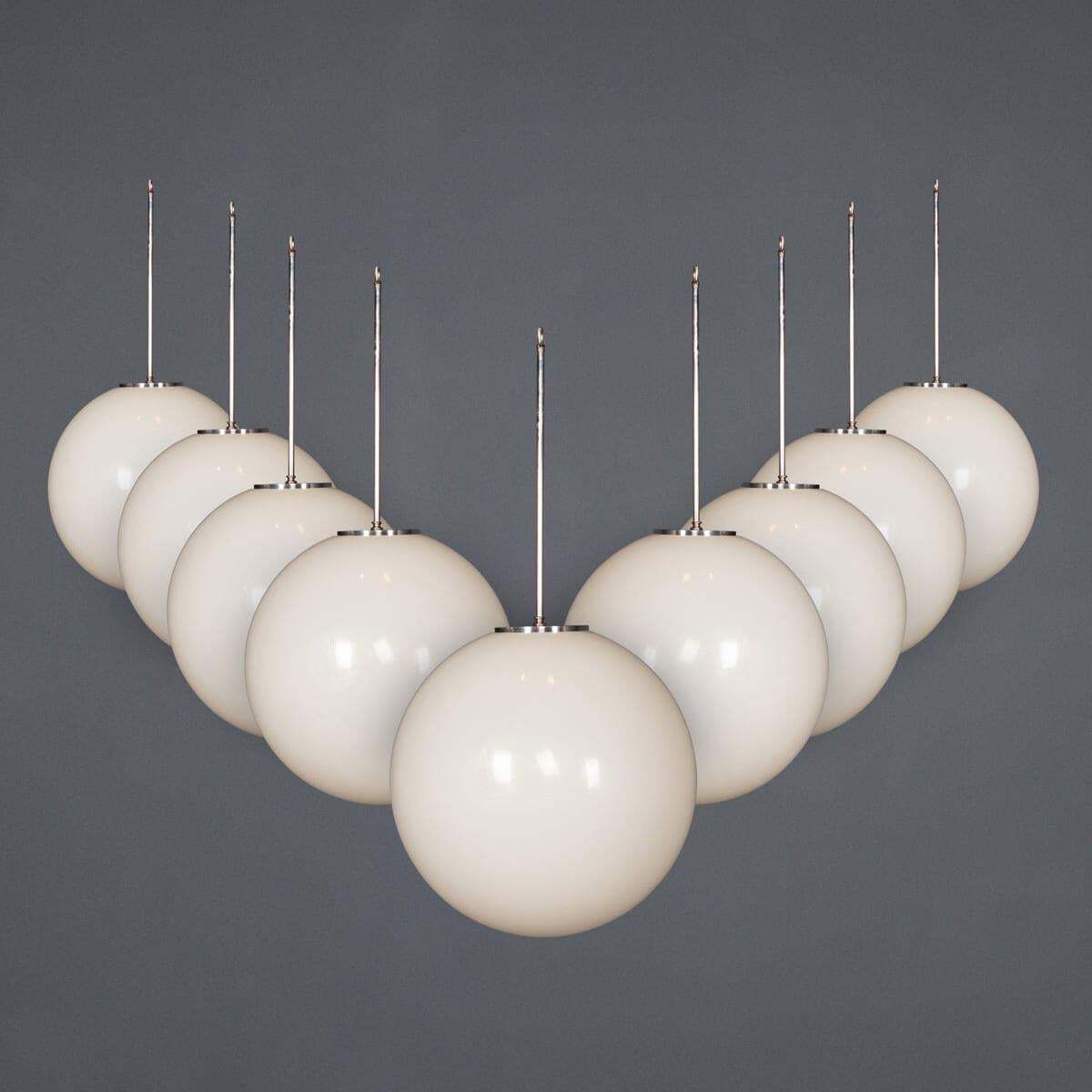 Vintage 20th Century Set Of Nine Large Opaque Polymer Globe Lights C.1970 photo furniture