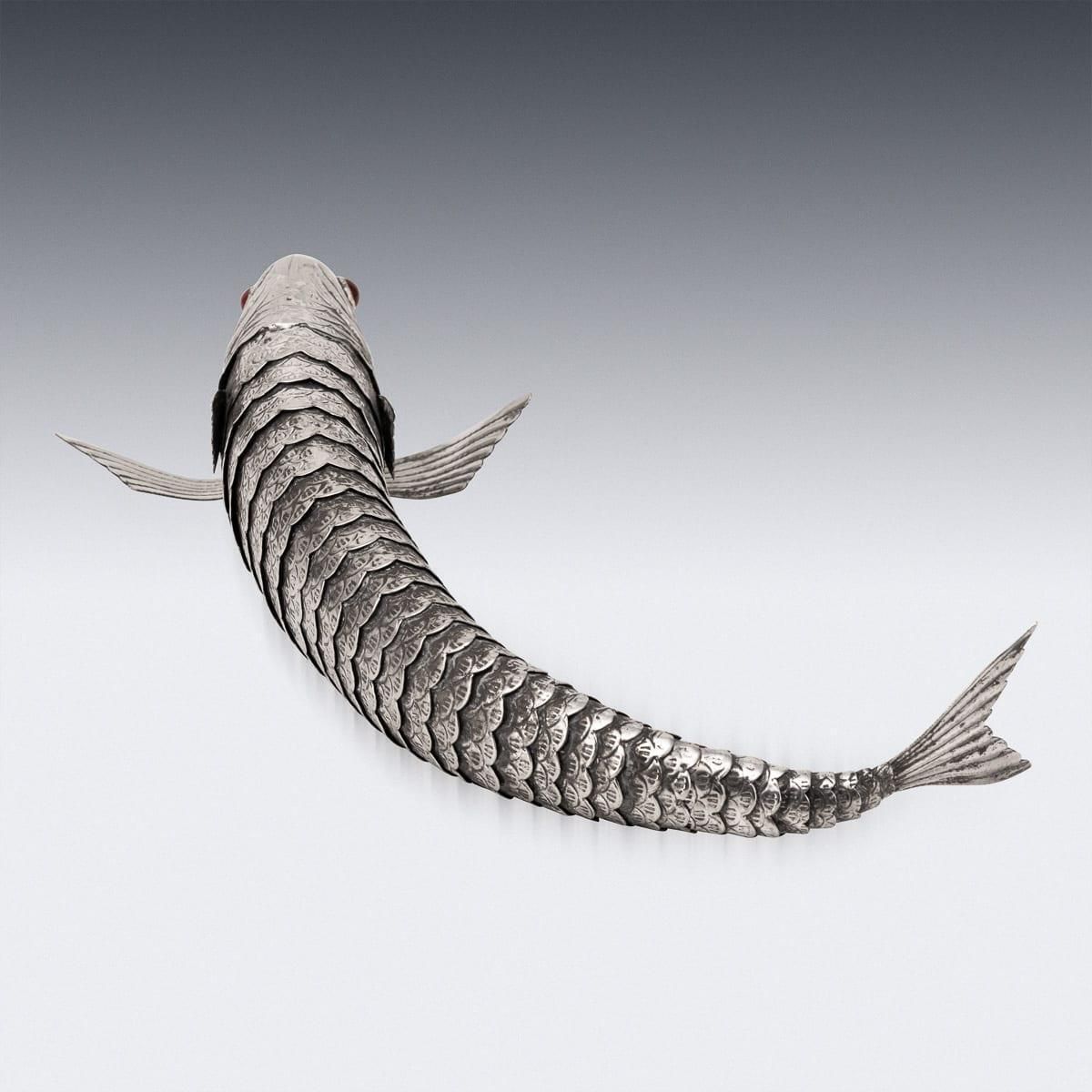 Vintage 20th Century Mexican Novelty Articulated Fish In Alpaca Silver C.1950 photo 1218.0