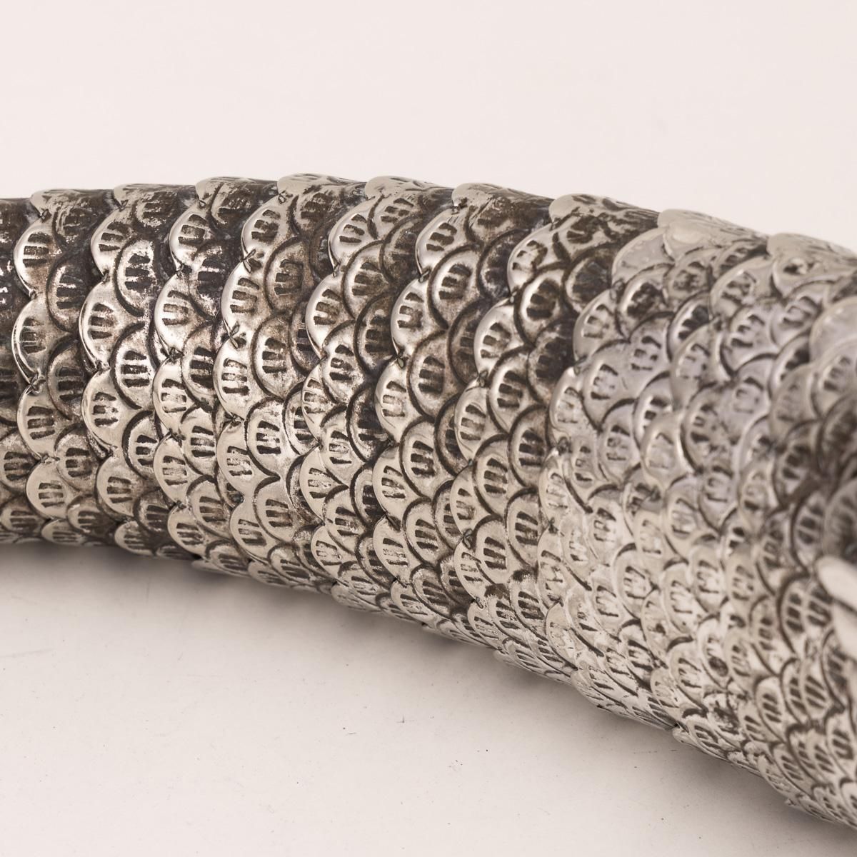 photo for sale Vintage 20th Century Mexican Novelty Articulated Fish In Alpaca Silver C.1950
