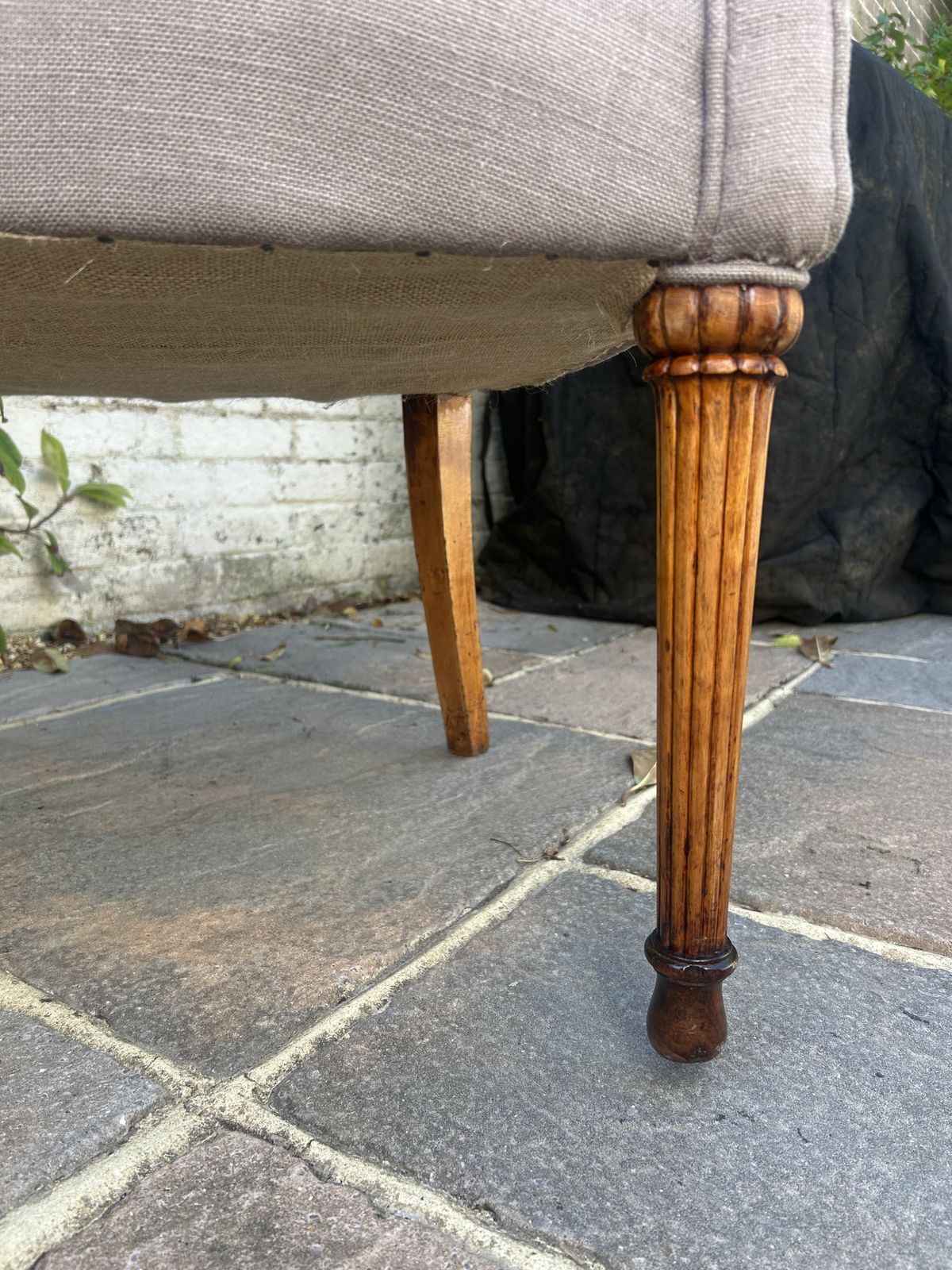 Pair Of Antique French Tub Chairs With Fluted Legs And New Upholstery photo buy