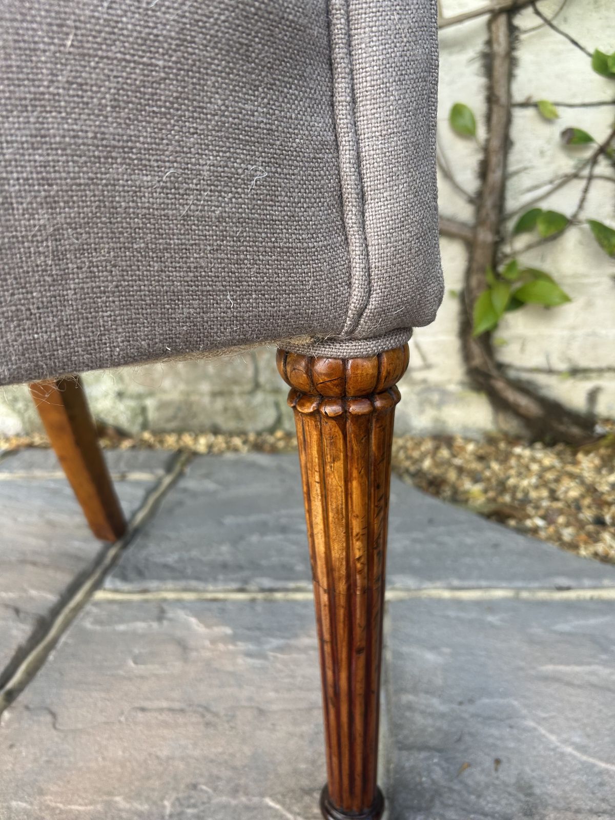 Pair Of Antique French Tub Chairs With Fluted Legs And New Upholstery photo vintage