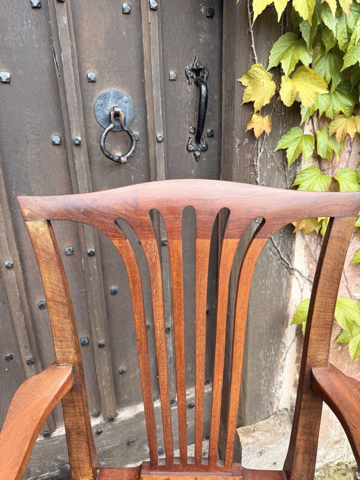 photo for sale Set 8 Antique Mahogany Arts & Crafts Drop In Slat Back Kitchen Dining Chairs