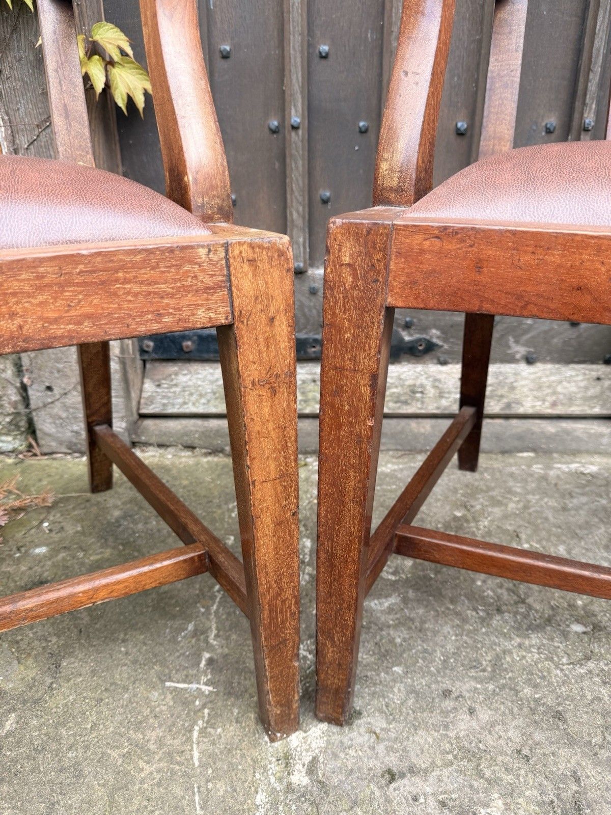Furniture Set 8 Antique Mahogany Arts & Crafts Drop In Slat Back Kitchen Dining Chairs photo