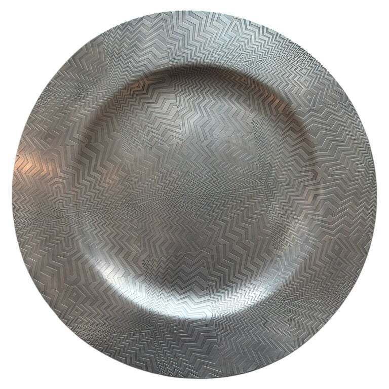 Large Pewter Charger Plate, Contemporary Metal Art Edition