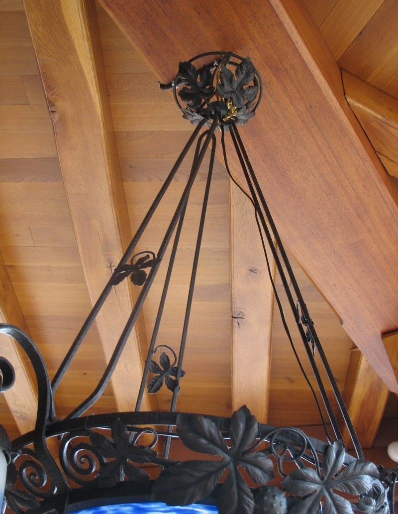 Art Deco Wrought Iron Chandelier 1930 photo Lighting