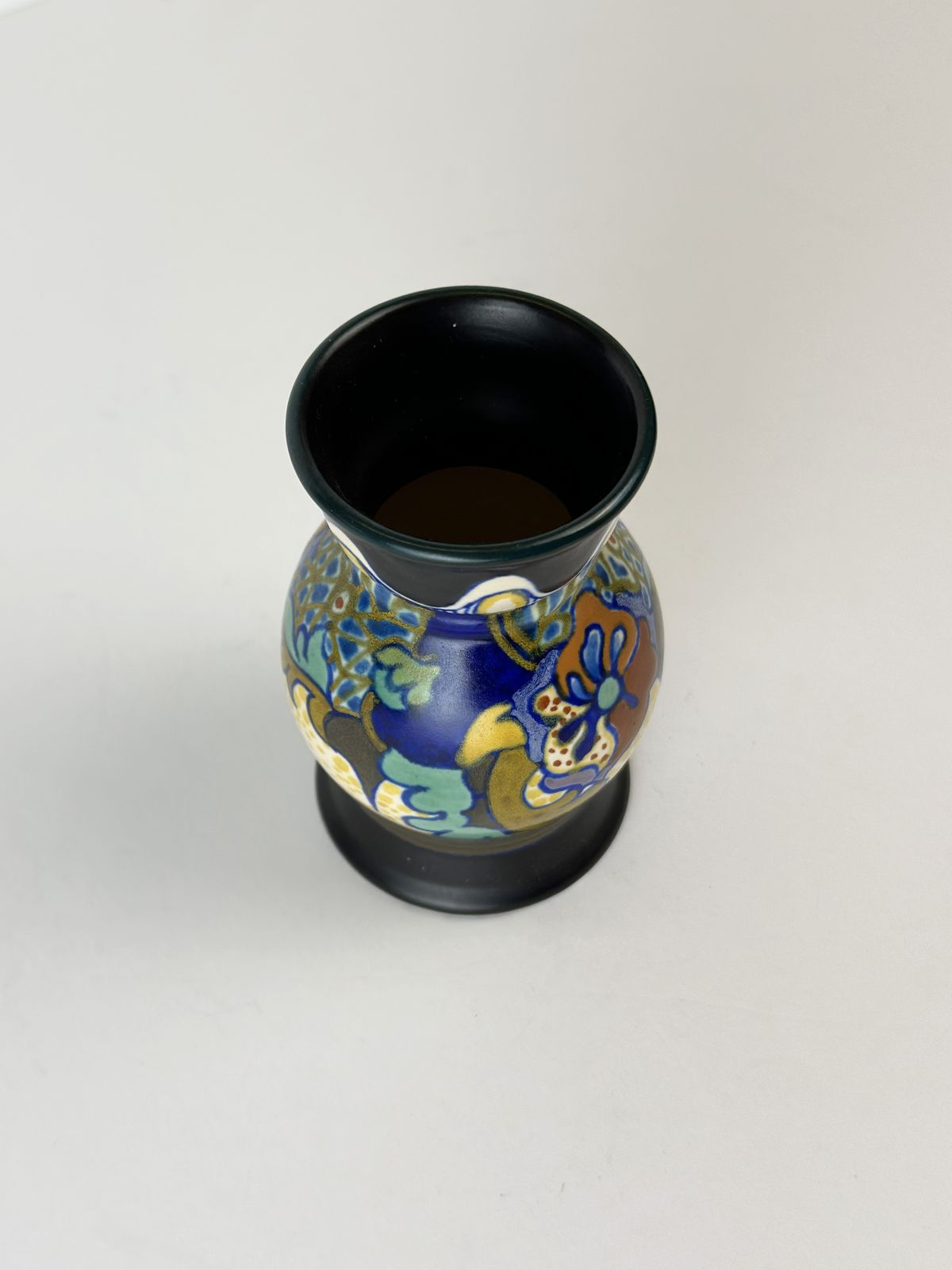 Dutch Gouda Vase, Zuid Corona Pattern, Art Nouveau Style, Holland 1922 photo 160.0