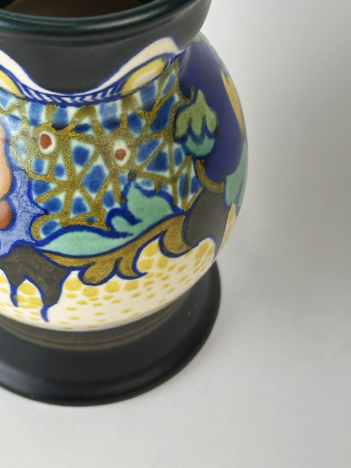 Dutch Gouda Vase, Zuid Corona Pattern, Art Nouveau Style, Holland 1922 photo vintage