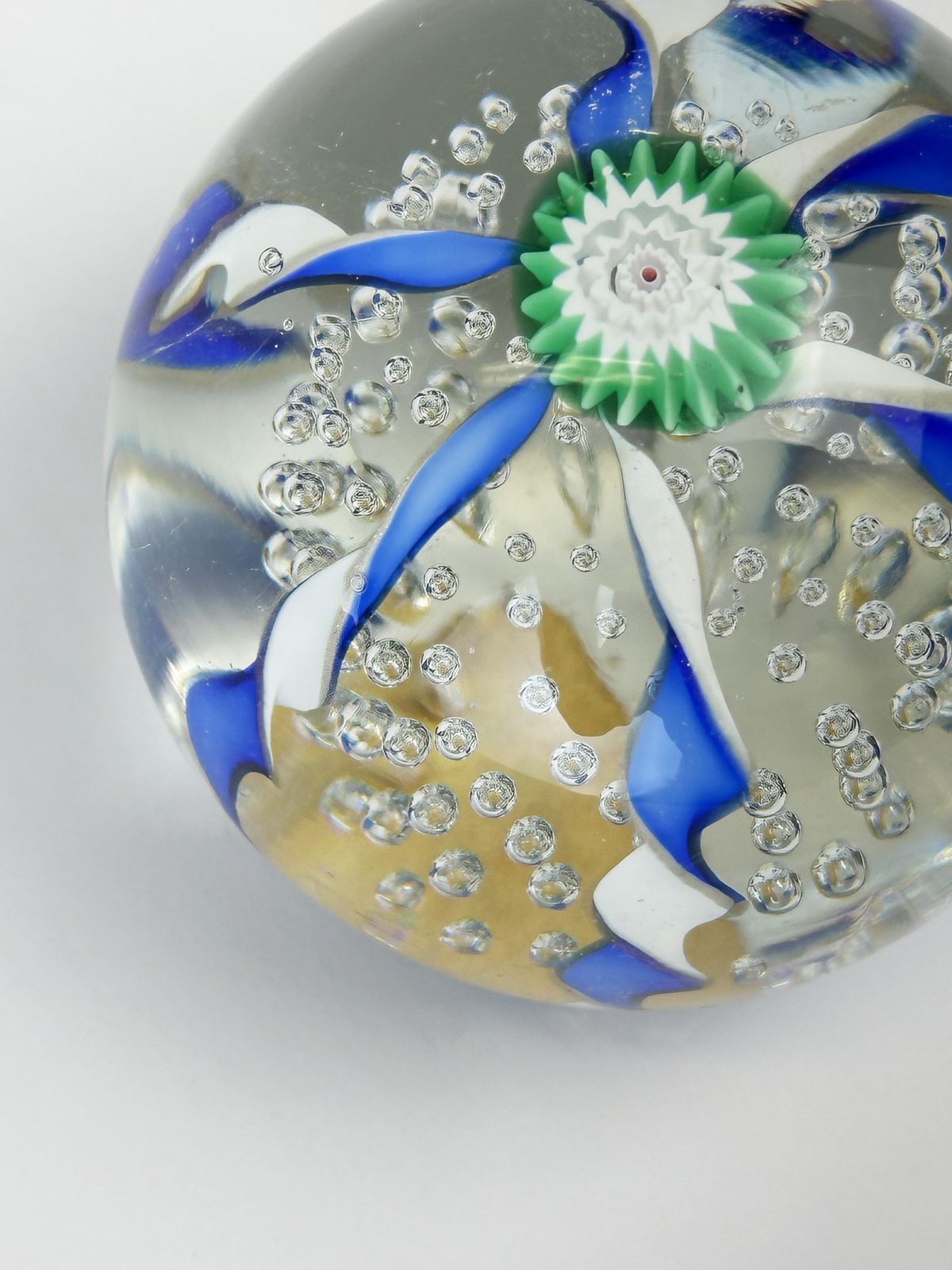 Murano Glass Paperweight, Fratelli Toso Bullicante Murrine Sphere, Italian 1960s photo furniture